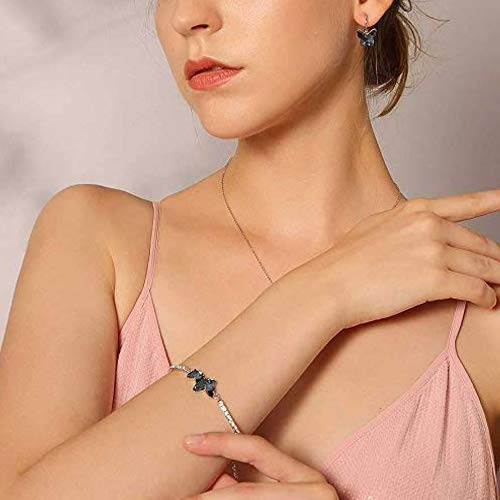 Shining Diva Fashion Women Valentine Gift Blue Stylish Crystal Silver Plated Platinum Plated Cubic Zirconia Charm Bracelet (vg10958b)