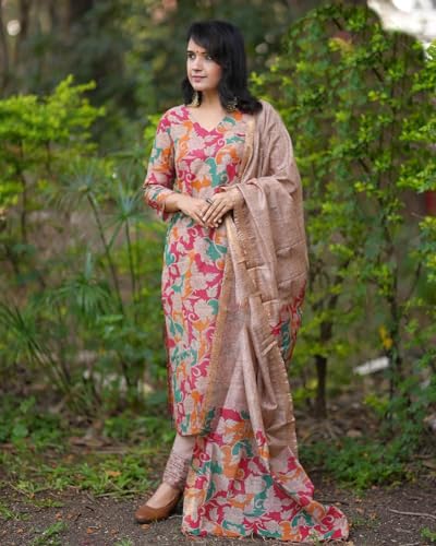 ANNI DESIGNER Women's Rayon Blend Straight Printed Kurta with Pant & Dupatta
