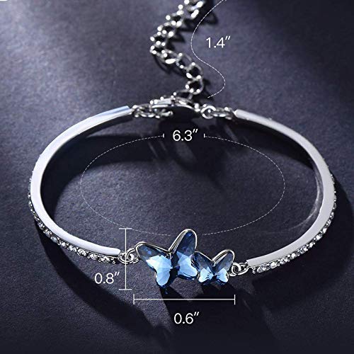 Shining Diva Fashion Women Valentine Gift Blue Stylish Crystal Silver Plated Platinum Plated Cubic Zirconia Charm Bracelet (vg10958b)