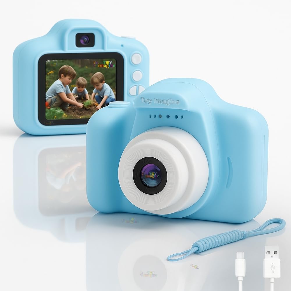 Toy Imagine Kids Digital Camera Toy – 3.0MP 1080P HD Video Camera with 2-Inch Screen & 32GB Capacity – Easy USB Rechargeable, Fun, Educational & Birthday Gift for Boys & Girls Age 3–12(Blue)