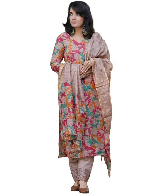 ANNI DESIGNER Women's Rayon Blend Straight Printed Kurta with Pant & Dupatta