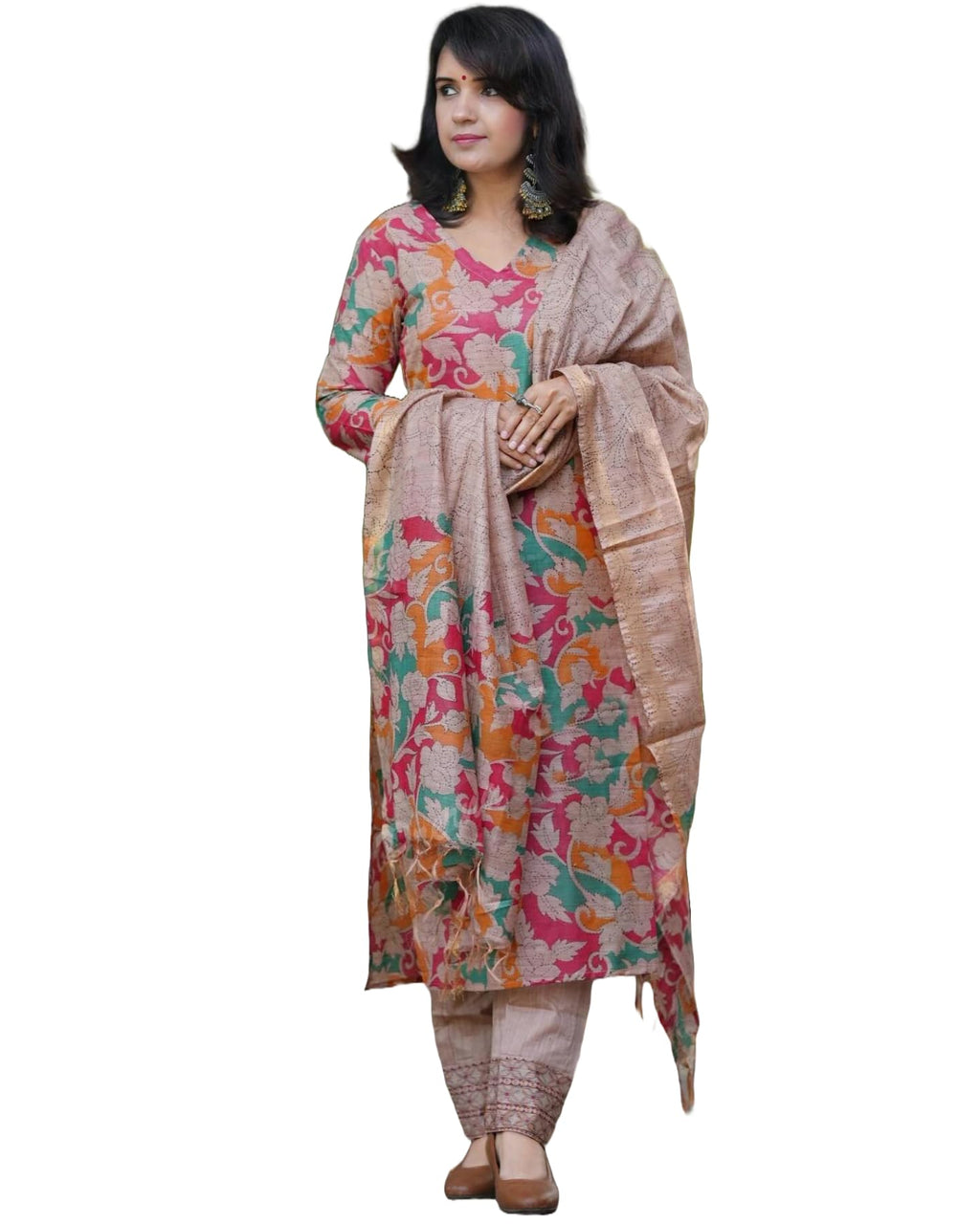 ANNI DESIGNER Women's Rayon Blend Straight Printed Kurta with Pant & Dupatta