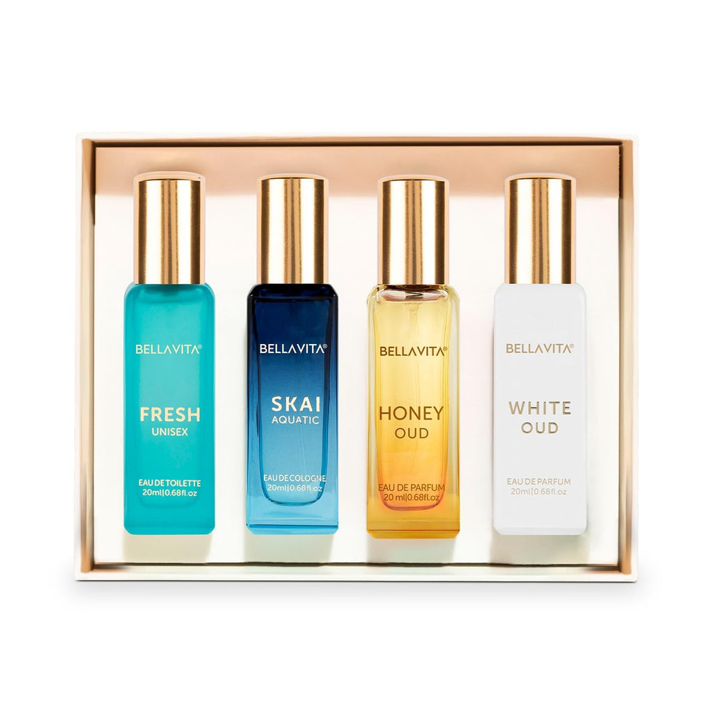 Bella Vita Luxury Long Lasting Unisex Perfume Gift Set | Perfume for Man | Gifts for Woman | 4x20ml | Woody, Aquatic & Sweet Premium Fragrance