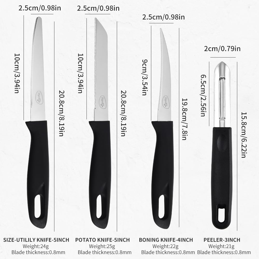 Pigeon by Stovekraft Edge High Grade Stainless Steel 4 Pcs Kitchen Knife Set | Black
