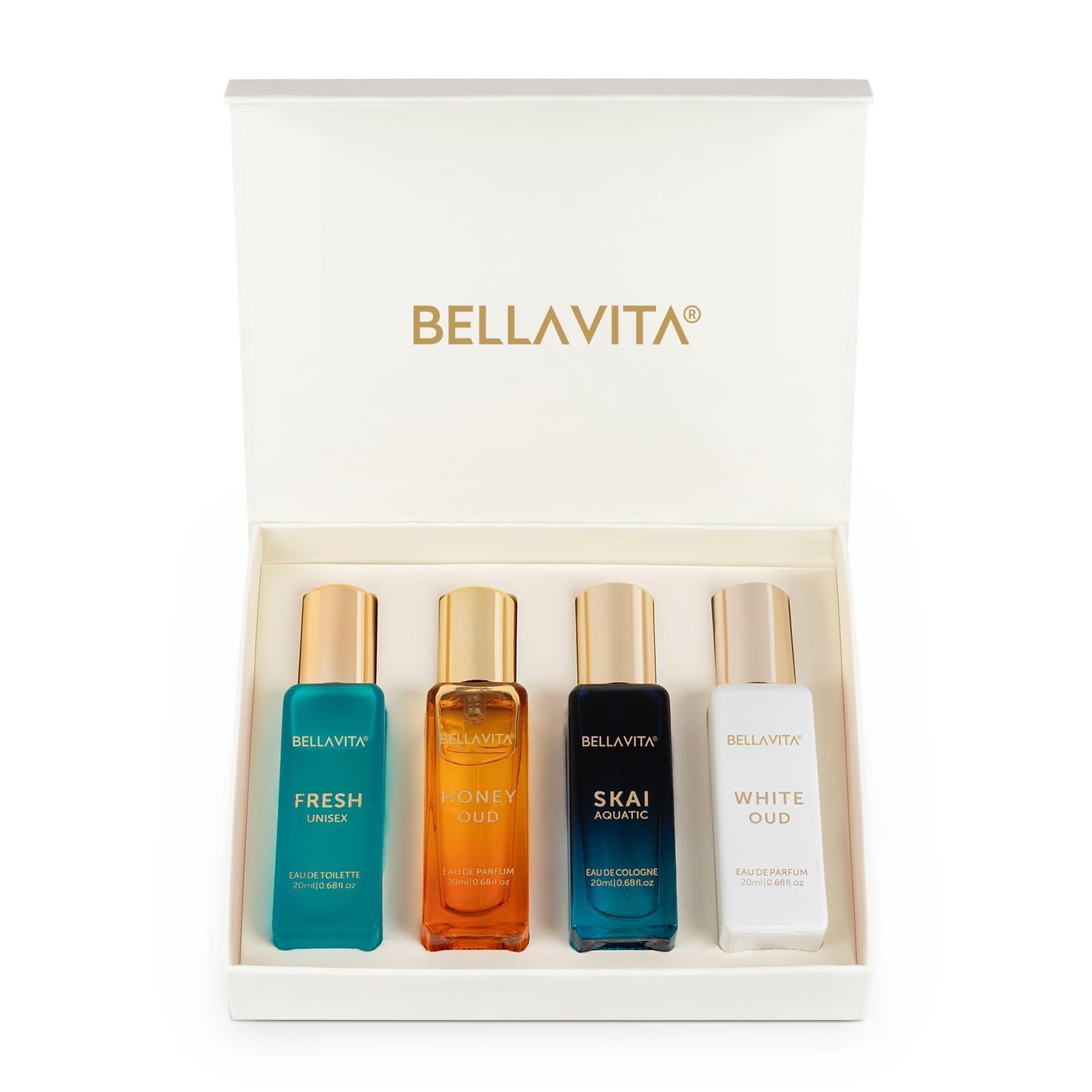 Bella Vita Luxury Long Lasting Unisex Perfume Gift Set | Perfume for Man | Gifts for Woman | 4x20ml | Woody, Aquatic & Sweet Premium Fragrance