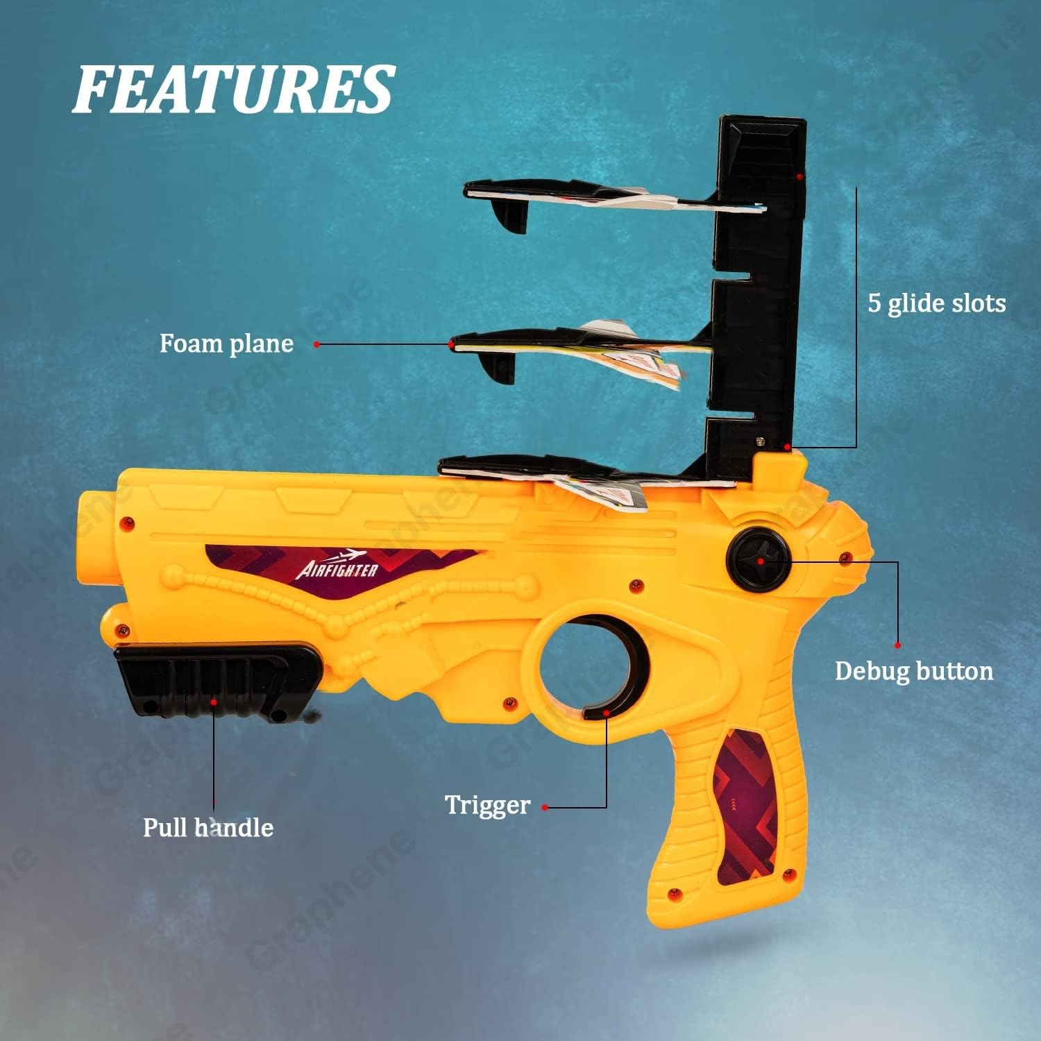 Graphene Airplane Launcher Gun Flying Aeroplanes Toys for Boys Safe & Fun Shooting Guns for Kids 4 Paper Foam Gliders Air Battle Pistol Toy Gun Catapult Aircraft Ideal for Kids 3 4 5 6 7 8 Years