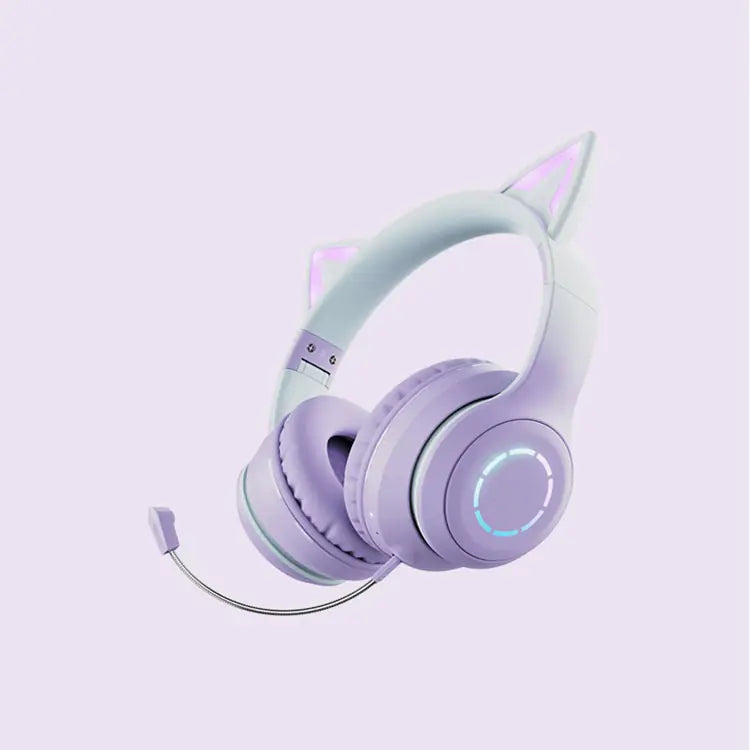 Wireless Cat Ear Headphones with LED Light for Kids