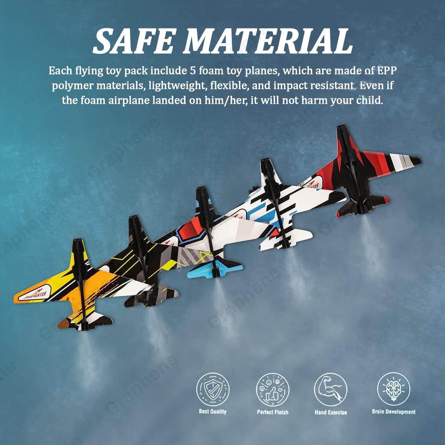 Graphene Airplane Launcher Gun Flying Aeroplanes Toys for Boys Safe & Fun Shooting Guns for Kids 4 Paper Foam Gliders Air Battle Pistol Toy Gun Catapult Aircraft Ideal for Kids 3 4 5 6 7 8 Years