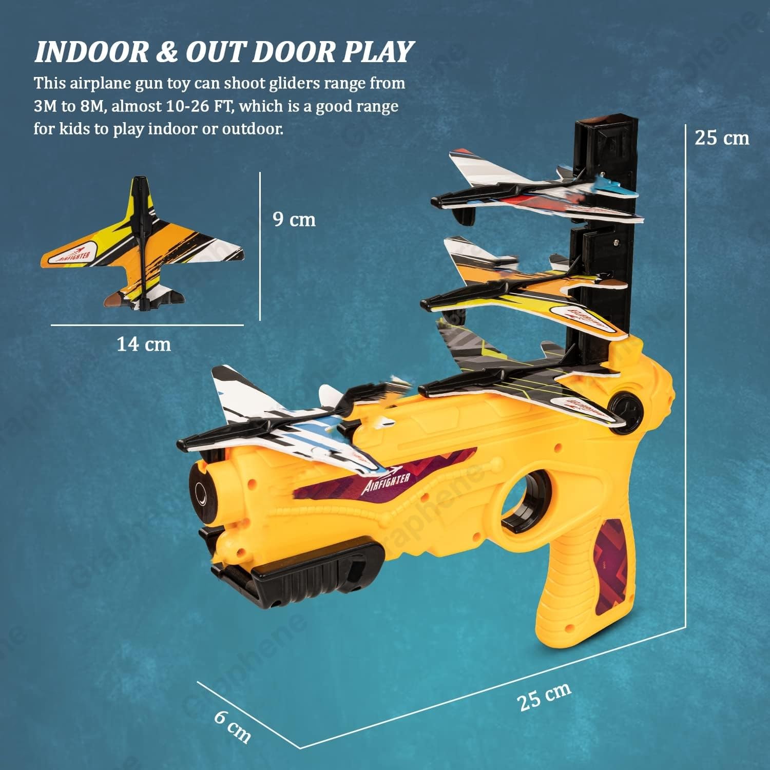 Graphene Airplane Launcher Gun Flying Aeroplanes Toys for Boys Safe & Fun Shooting Guns for Kids 4 Paper Foam Gliders Air Battle Pistol Toy Gun Catapult Aircraft Ideal for Kids 3 4 5 6 7 8 Years