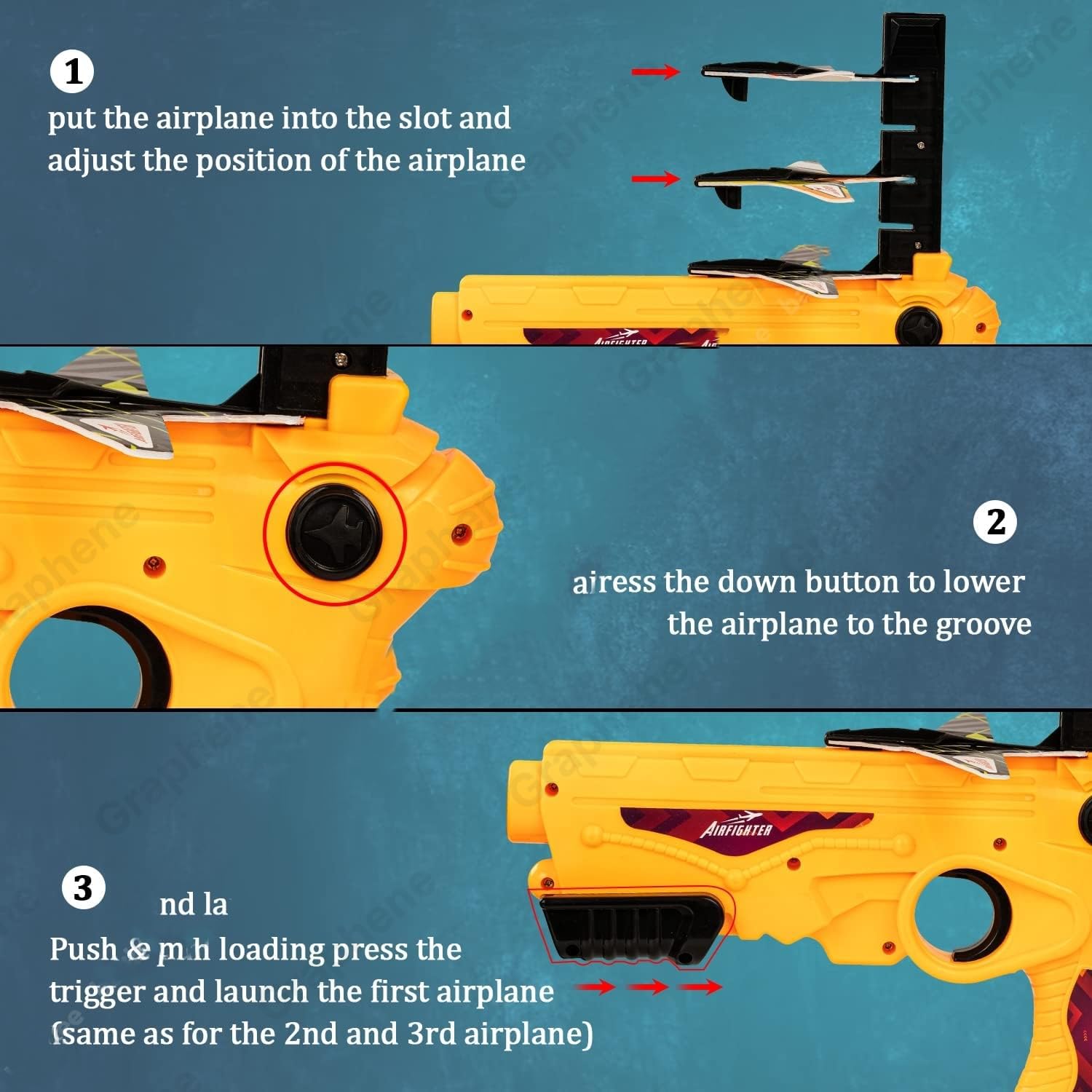 Graphene Airplane Launcher Gun Flying Aeroplanes Toys for Boys Safe & Fun Shooting Guns for Kids 4 Paper Foam Gliders Air Battle Pistol Toy Gun Catapult Aircraft Ideal for Kids 3 4 5 6 7 8 Years