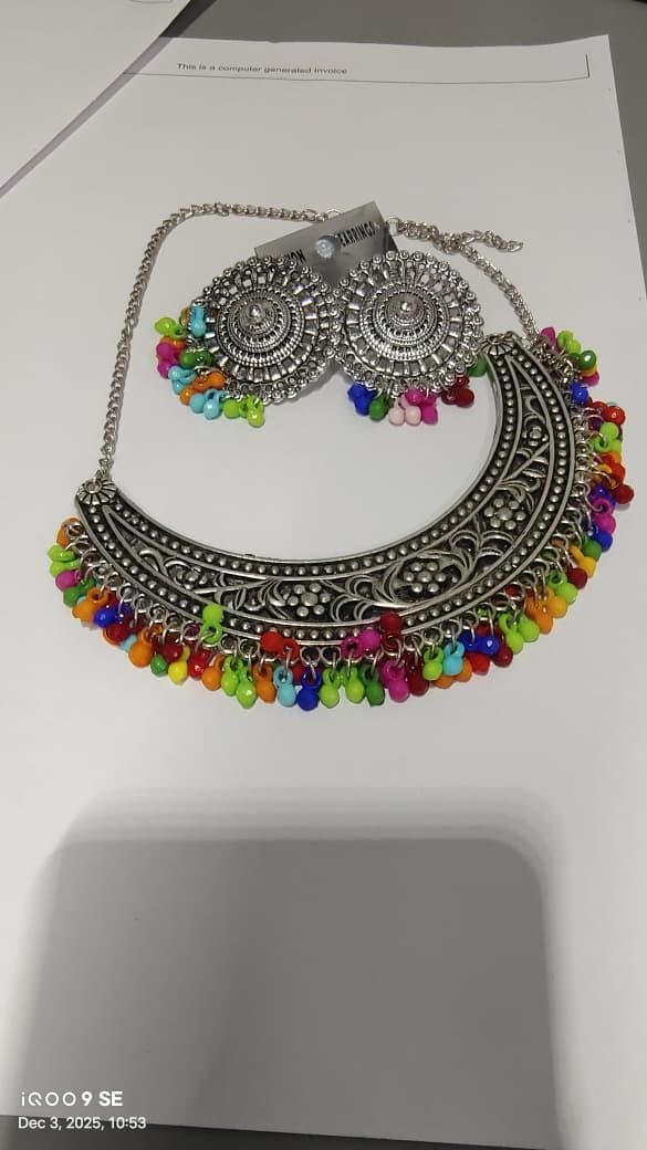 Multicolor Beads Oxidized Necklace Set